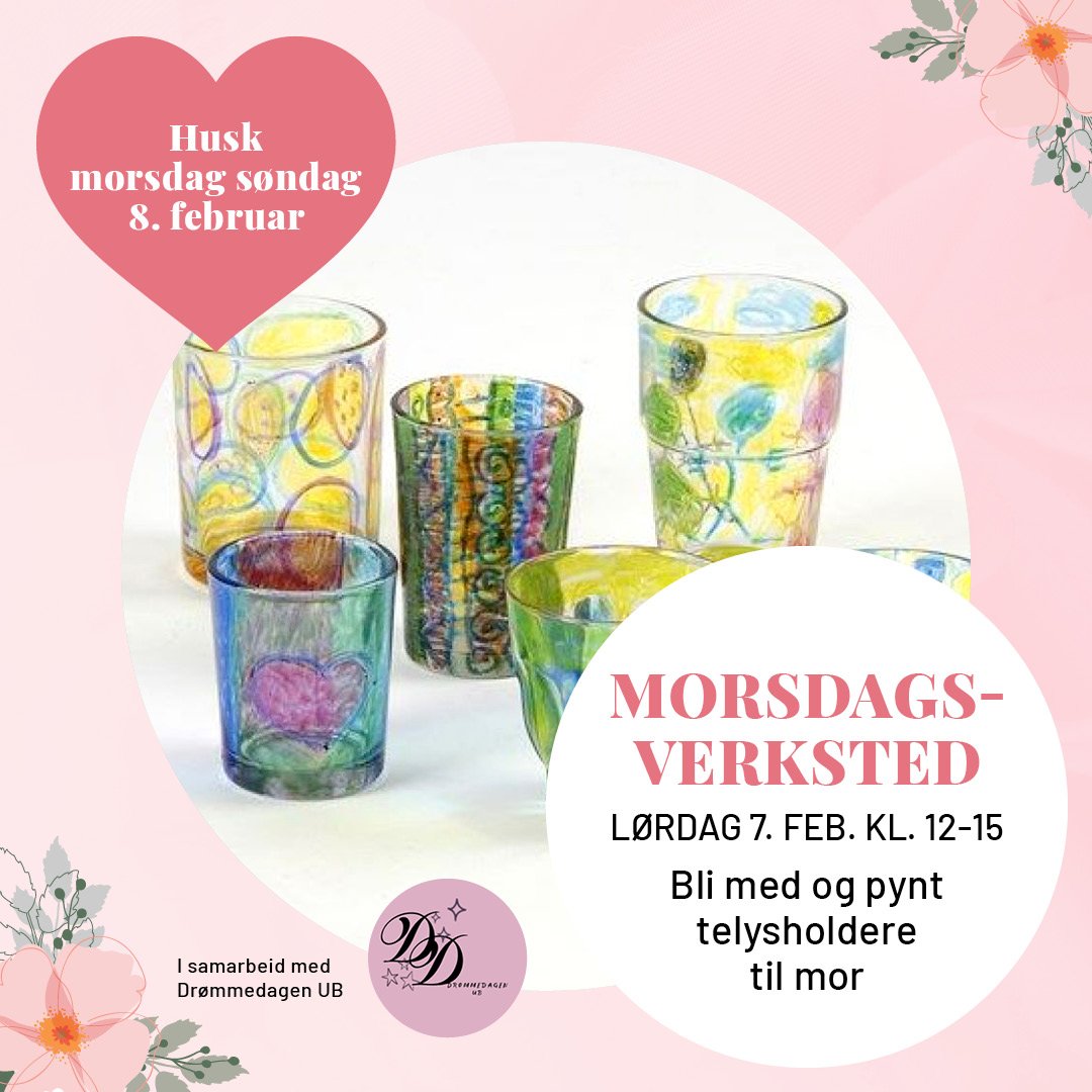 Fargerike telysholdere for morsdagsverksted 7. feb, pynt en gave til mor.